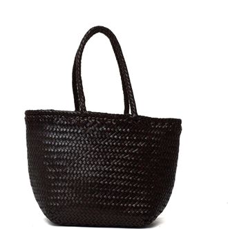 Dragon Diffusion Handwoven Black Buffalo Leather Small Diagonal Jump Basket