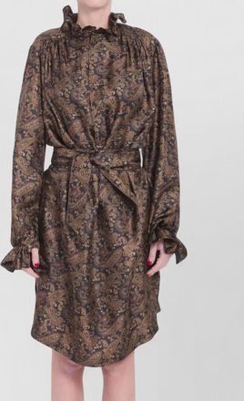 Saint Laurent paisley silk twill knee length dress