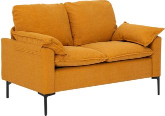 OEM Sof&aacute; De 2 Plazas Tapizado En Terciopelo Con Patas De Metal Reposabrazos Acolchado 130x77x84 Cm Amarillo
