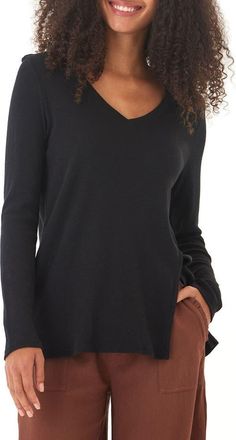 Threads 4 Thought Agatha Texture Slub Long Sleeve T-Shirt in Black at Nordstrom, Size X-Small