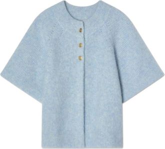 Busnel Cardigan Vilanie a maniche corte in mohair - - Knitwear - Donna - Blu - XS