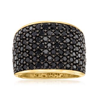 Ross-Simons Pave Black Spinel Ring in 18kt Gold Over Sterling