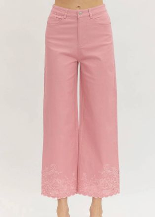 Entro Blossom Scalloped Hem Pants In Soft Rose Pink