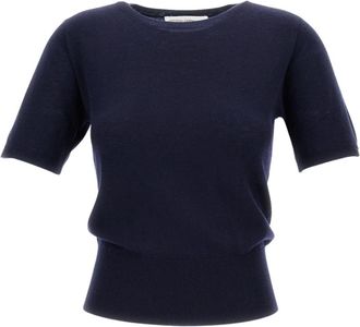 Extreme Cashmere Trui met korte mouwen en ronde hals - Dames - Cashmere truien - Blauw - ONE Size - Wol - Truien & Vesten