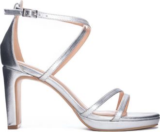 Chinese Laundry Womens Taryn Strappy Vegan Leather Dress Heels In Silver