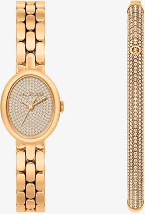 Michael Kors Petite Maude Gold-Tone Watch and Pav&eacute; Bangle Jewelry Gift Set