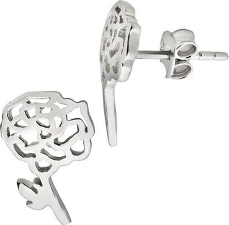 Sterling Forever Silver Birth Flower Stud Earrings