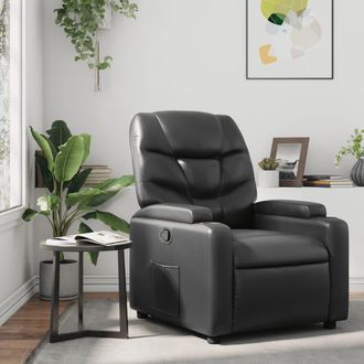 vidaXL Sill&oacute;n Reclinable De Cuero Sint&eacute;tico Negro Vidaxl