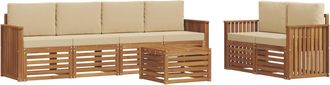 vidaXL Conjunto De Sof&aacute;s De Exterior 7 Uds. Natural Y Beige Vidaxl