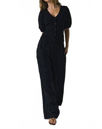 Chaser Abbie V-Neck Blouse In True Black