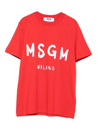 Msgm Logo Print Cotton T-Shirt