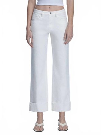 Flying Monkey Womens Cuffed Slim Wide Leg Jeans In Optic White