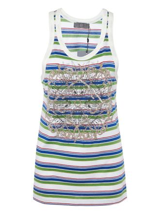 Alexander McQueen striped embroidered tank top - White