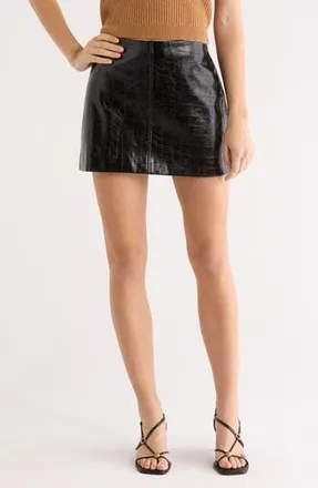 ASTR the Label Savana Faux Leather Miniskirt in Black at Nordstrom Rack, Size Large