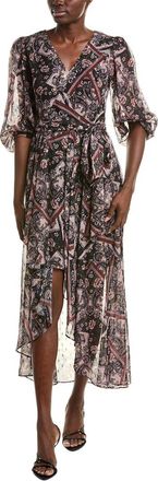 Eliza J Printed Metallic Clip Chiffon Maxi Dress