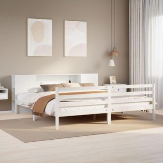 vidaXL Cama Con Estanter&iacute;a Sin Colch&oacute;n Madera Maciza Blanca 180x200 Cm Vidaxl