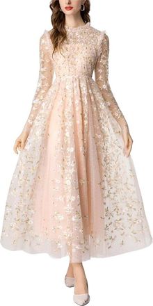 Burryco Pink Embellished Maxi Dress