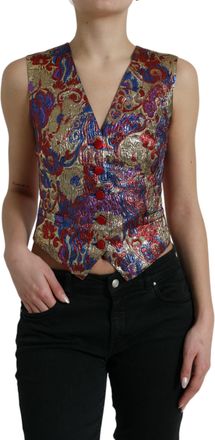 Dolce & Gabbana Floral Brocade Mouwloos Vest met V-hals