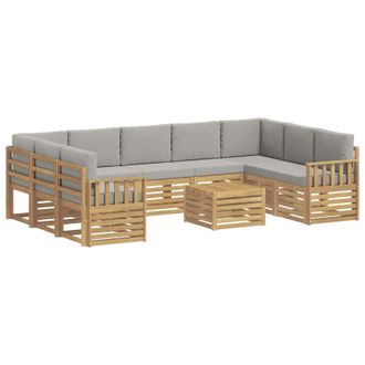 vidaXL Conjunto De Sof&aacute;s De Exterior 10 Uds. Blanco Y Gris Claro Vidaxl