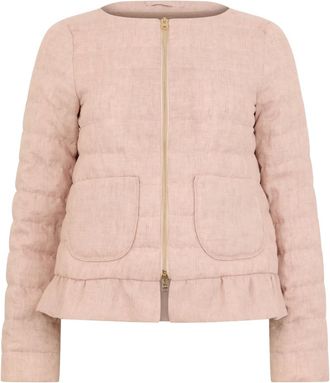 Herno Padded Jacket with Flounce at the Waist - female - Herno - Light Jackets - Pink - XL - Jackets