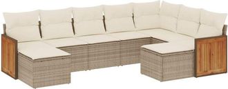 vidaXL Set De Sof&aacute;s De Jard&iacute;n 9 Pzas Con Cojines Rat&aacute;n Sint&eacute;tico Beige Vidaxl