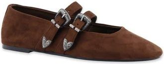 Shushop Albany Faux Leather Flat in Brown Suede at Nordstrom, Size 6.5
