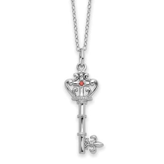 Diamond2Deal Sterling Silver Red Cubic Zirconia Antiqued Key of David Necklace