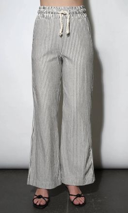 Greylin Isla Wide Leg Knit Pull Up Pants In Black/white Striped