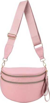 Generic Cross Body Bag Women, Black Nylon Bumbags for Ladies with Adjustable and Removable Wide Strap, Spacious Shoulder Bags with Smooth Dual-Zipper, Mulit-p