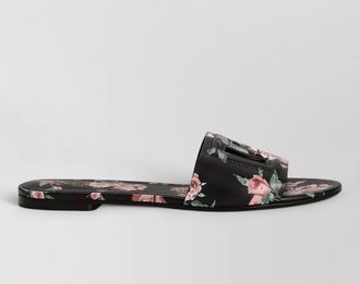 Dolce & Gabbana leather floral-print flat sandals
