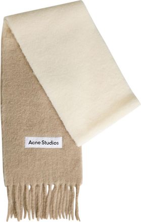 Acne Studios Logo-appliqu&eacute;d Fringed Alpaca-blend Scarf - Beige - One Size
