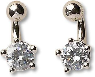 Panconesi Curved Rhodium Plated Brass Zircon Earrings