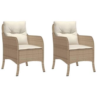 vidaXL Vidaxl - Sillones De Jard&iacute;n Con Cojines 2 Uds Rat&aacute;n Sint&eacute;tico Beige
