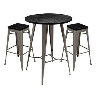 Netfurniture Belgravia Bar Stool & Round Table Package in Black
