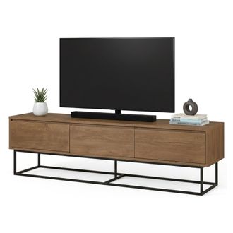 Dmora Dmora - Mueble De Televisi&oacute;n Eos, Aparador De Sal&oacute;n, Mueble Bajo Para Tv, Base De Pared Equipada, 180x40h50 Cm, Nogal Y Negro, Con Embalaje Reforzado