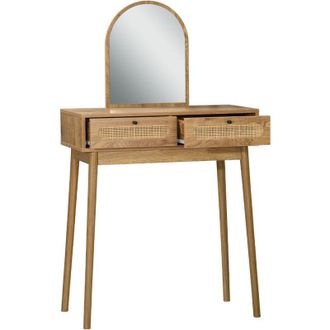 Calicosy Peluquera Con Espejo Y 2 Cajones Con Frentes De Rat&aacute;n L80 Cm - Alia