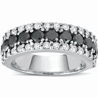Pompeii3 1 5/8ct Black & White Diamond Womens Wedding Anniverary Ring 14K Size Selectable