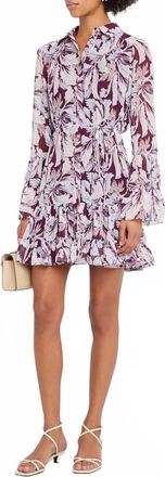 Cinq &agrave; Sept Lyra Tulip Ruffled Mini Dress In Deep Plum Multi