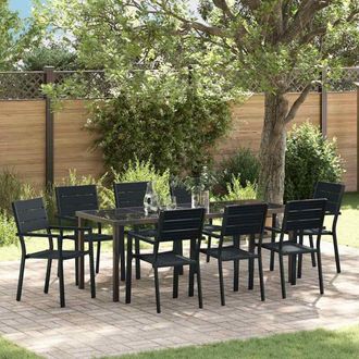 vidaXL Conjunto De Comedor De Jard&iacute;n 9 Pcs Negro Vidaxl
