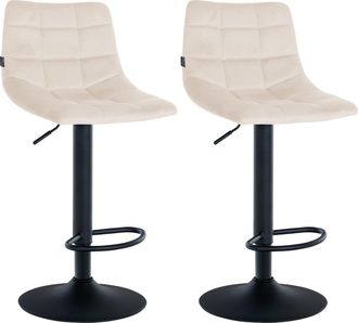 Clp Clp - Juego De 2 Taburetes De Bar Jerry En Terciopelo Crema Negro