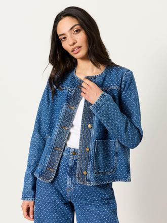 Fat Face FatFace Maeve Blue Regular Spot Denim Jacket