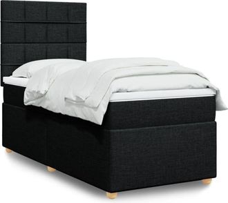vidaXL Cama Box Spring Con Colch&oacute;n Tela Negro 100x200 Cm Vidaxl