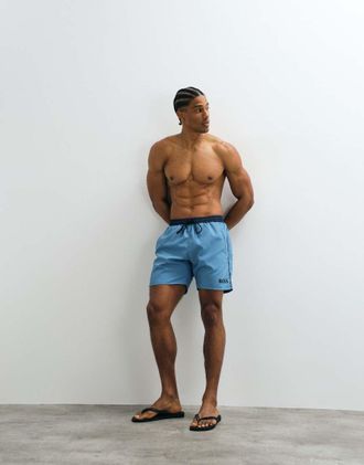 HUGO BOSS Boss - Starfish - Pantaloncini da bagno blu con logo