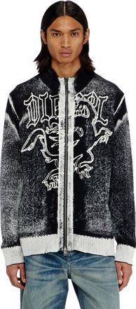 Diesel Treated zip cardigan with griffin motif - Knitwear - Man - Multicolor
