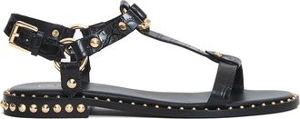 Ash Flat Sandals, female, Black, 5 UK, Black Crocodile Print Flat Sandals