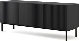 AKL FURNITURE Mueble para TV efecto madera Negro LED