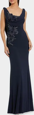 Mac Duggal Evening Beaded Jersey Sleeveless Gown