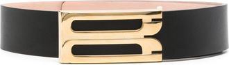 Victoria Beckham Womens Jumbo Frame Logo-Buckle Leather Belt