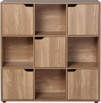 Calicosy Biblioteca Con 9 Compartimentos Y 5 Puertas De Madera - L88,8 Cm