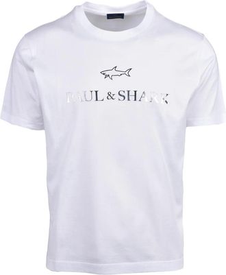 Paul & Shark Indigo Cotton T-Shirt With Metallic Logo And Minimalist Design